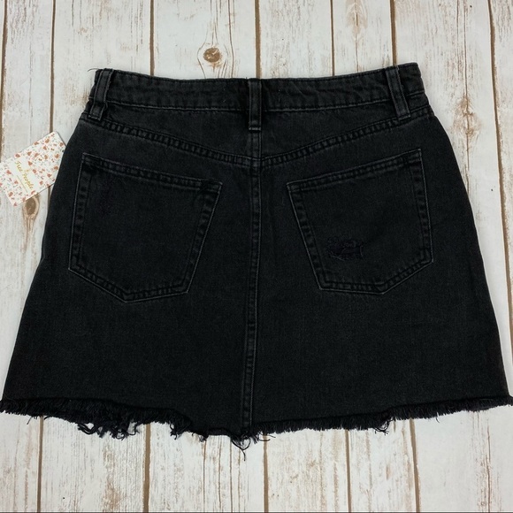 Free People Denim A-line Distressed Skirt Size‎ 27 - Picture 10 of 16